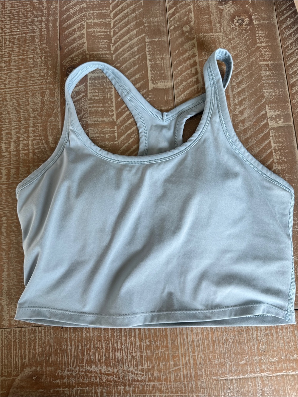Women’s Light Blue Cropped Tank Top - Classic Scoop Neck Activewear - Picture 9 of 10